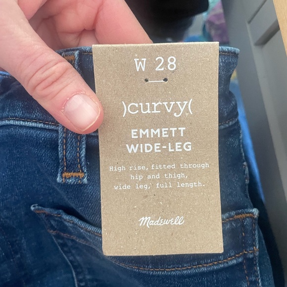 Madewell The Curvy Emmet Wide-Leg Jean: Patch Pocket Edition NWT 28 - Picture 5 of 9